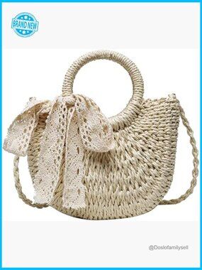 Woven Straw Beach Bag Crossbody Shoulder Satchel Handbag Rattan Purse